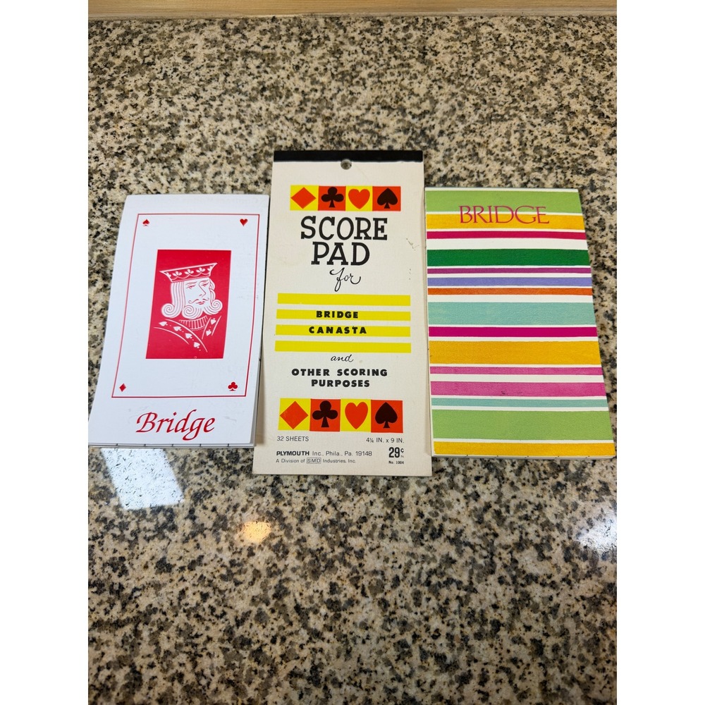Vintage Bridge Canasta Score Pad Bundle Plymouth Caspari Cabana 3 Pack Retro